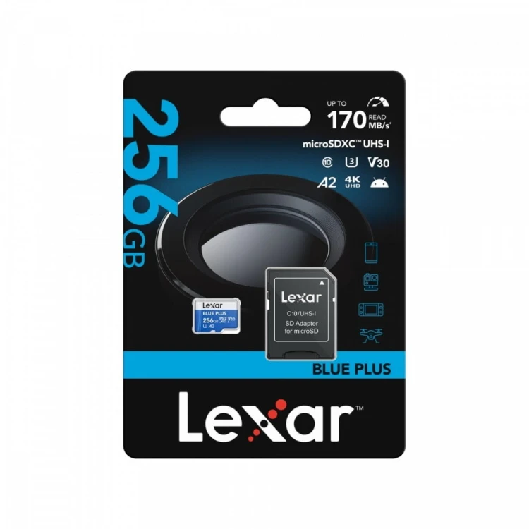 Lexar Karta pamięci microSD 256GB C10 A2 U3 V30 170MB/s Blue Plus