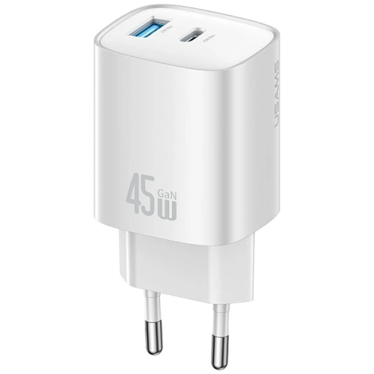 USAMS Ładowarka sieciowa T66 45W GaN CC290 USB-A + USB-C Fast charge