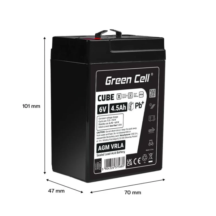 Green Cell Akumulator AGM VRLA 6V 4,5Ah IP54