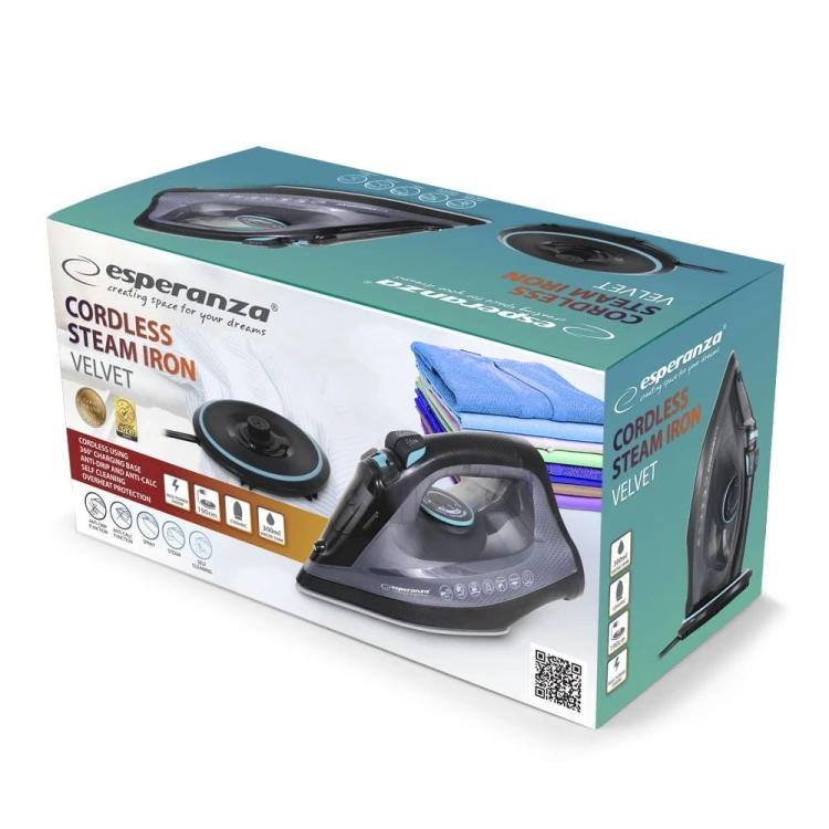 Esperanza Żelazko parowe bezprzewodowe Velvet Ceramic 2600W