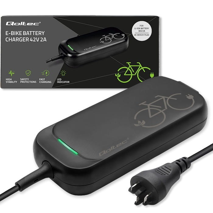 Qoltec Ładowarka Pro do roweru Bosch 36V | 42V | 2A | Bosch plug |      wodoodporna + kabel zasilajšcy