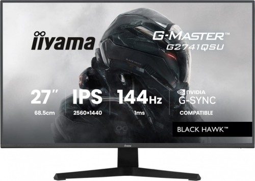 IIYAMA Monitor 27 cali G2741QSU-B1 IPS,QHD,144Hz,1ms,2xUSB                  Adaptive G-SYNC,HDMI,DP,350cd,