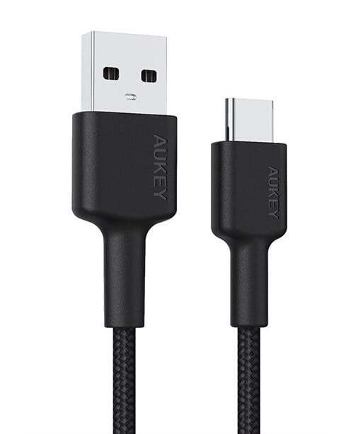 AUKEY CB-CA2 OEM kabel USB-C - USB-A 2m 60W PD 3A 20V FCP AFC nylonowy oplot czarny