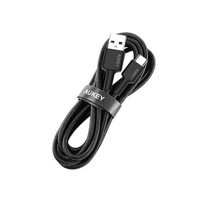 AUKEY CB-CA2 OEM kabel USB-C - USB-A 2m 60W PD 3A 20V FCP AFC nylonowy oplot czarny