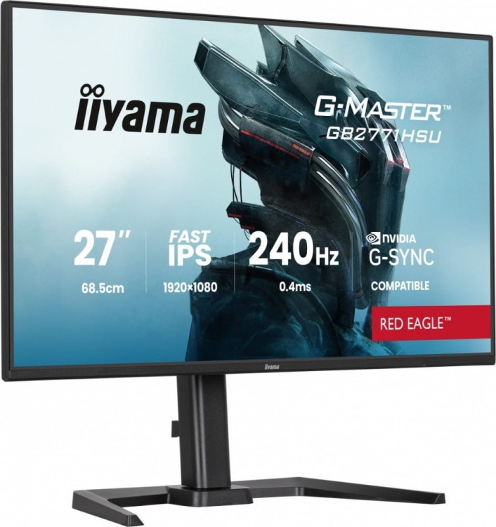 IIYAMA Monitor 27 cali GB2771HSU-B1 0.4ms,Fast IPS, HAS (150) PIVOT,        1xUSB 3.2, 1xUSB C, 240Hz, DP, 2xHDMI,Adaptive G-SYNC-1920x1080@48-240Hz D