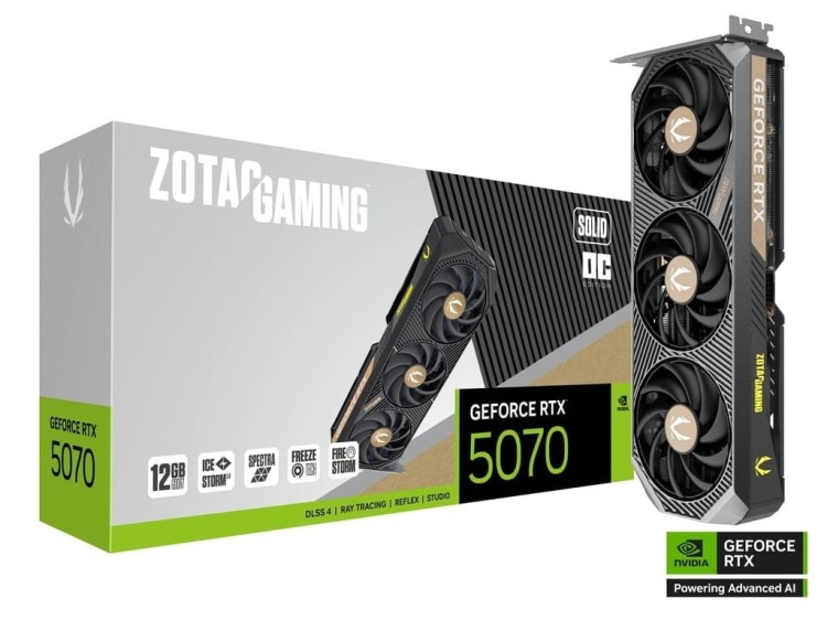 ZOTAC Karta graficzna GeForce RTX 5070 SOLID OC 12GB GDDR7 192bit 3DP/HDMI