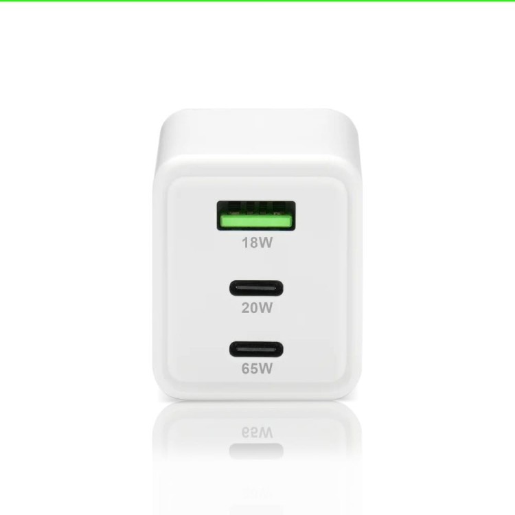 everActive Ładowarka sieciowa GAN QC 4+ 65W 1XUSB 2XUSB-C biała SC-655Q