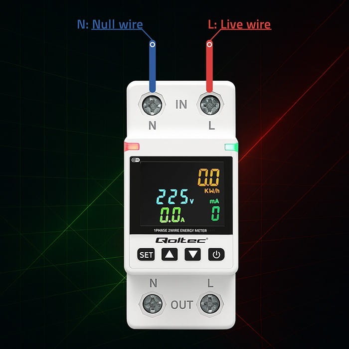 Qoltec Jednofazowy elektroniczny licznik | miernik zużycia energii | DIN35 | zdalne sterowanie | historia pomiaru | WiFi | TUYA | Smart life