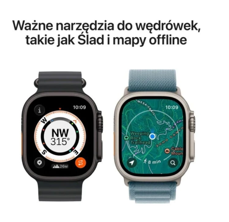 Apple Watch Ultra 3 GPS + Cellular, koperta 49 mm z tytanu w kolorze naturalnym, opaska Trail w kolorze niebieskim/jaskrawoniebieskim - rozmiar M/L