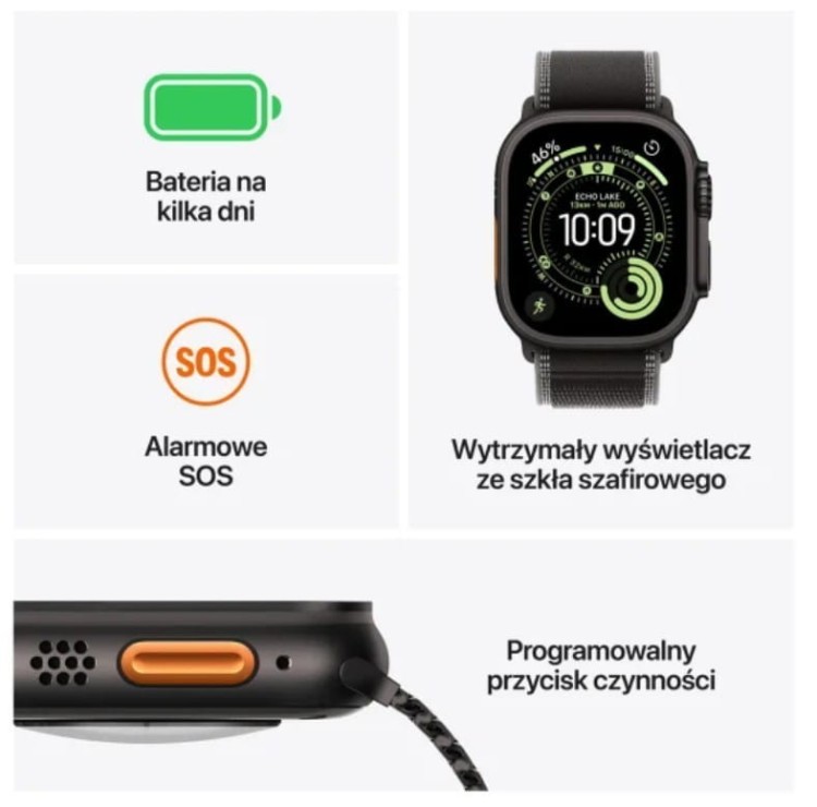 Apple Watch Ultra 3 GPS + Cellular 49mm  Koperta 49 mm z tytanu w kolorze naturalnym Opaska Alpine w kolorze jasnoniebieskim - rozmiar S