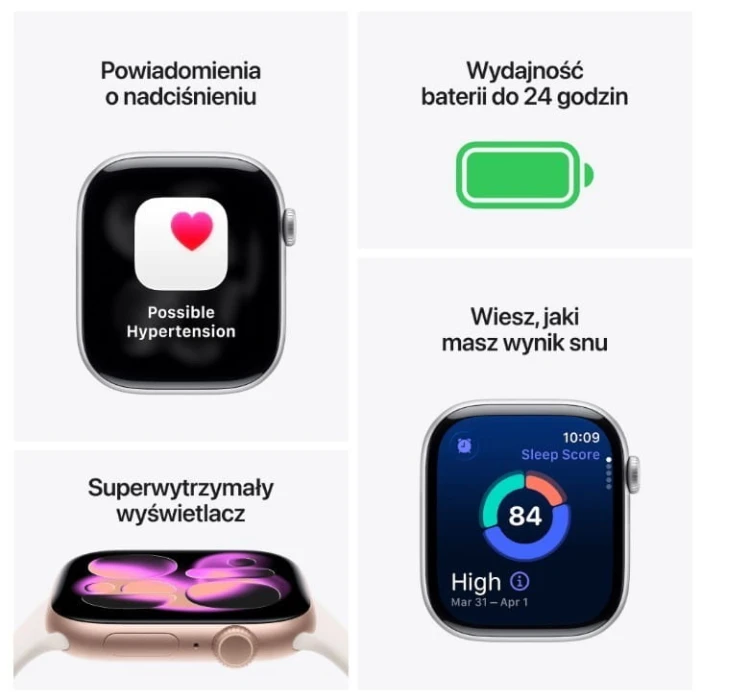 Apple Watch Series 11 GPS + Cellular koperta 42 mm z tytanu w kolorze złotym, pasek sportowy w kolorze łagodnego różu - rozmiar S/M