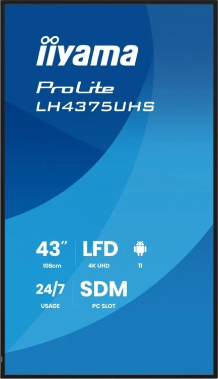 IIYAMA Monitor 43 cale LH4375UHS-B2AG,24/7,IPS,ANDROID.11,4K, WiFi,          iiSignage2, FailOver, EShare, 24/7, full daisy chain