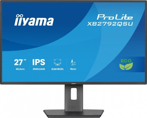 IIYAMA Monitor 27 cali XB2792QSU-B1   IPS,QHD, HAS (150) PIVOT,              120Hz,HDMI,DP, 350cd,1500:1, cienkie ramki, 2xUSB 3.2, ErP B