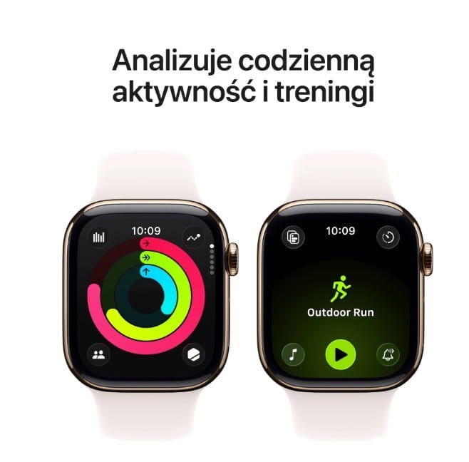 Apple Watch Series 11 GPS + Cellular koperta 46 mm z tytanu w kolorze złotym, pasek sportowy w kolorze łagodnego różu - rozmiar S/M