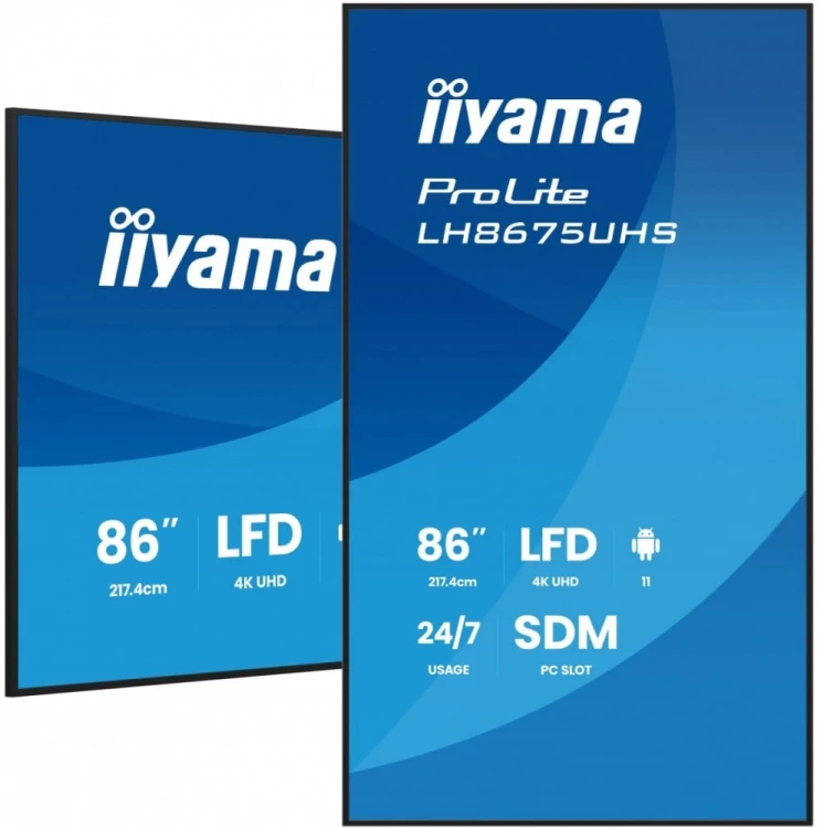IIYAMA Monitor 86 cali LH8675UHS-B2AG,24/7,IPS,ANDROID.11,4K,  WiFi,         iiSignage2, FailOver, EShare, 24/7, full daisy chain