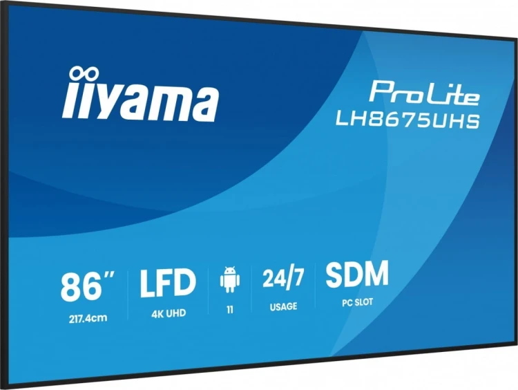 IIYAMA Monitor 86 cali LH8675UHS-B2AG,24/7,IPS,ANDROID.11,4K,  WiFi,         iiSignage2, FailOver, EShare, 24/7, full daisy chain