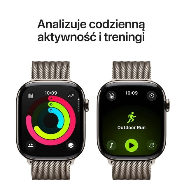 Apple Watch Series 11 GPS + Cellular koperta 46 mm z tytanu w kolorze naturalnym, bransoleta mediolańska w kolorze naturalnym - rozmiar M/L