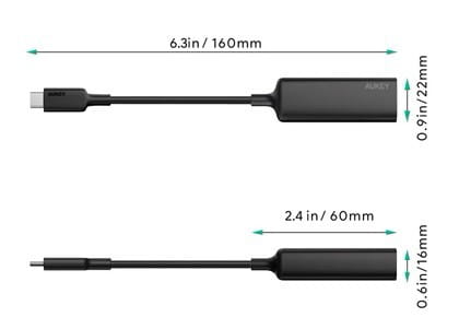 AUKEY CB-A30 aluminiowa karta sieciowa USB-C Gigabit 10/100/1000 Mbps RJ45 | 1 Gb/s | USB 3.0 Typ C | diody LED