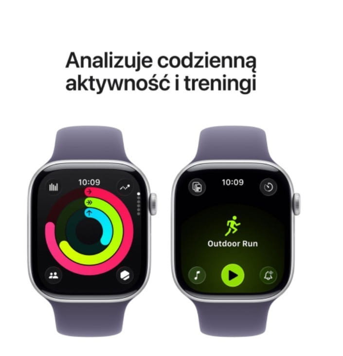 Apple Watch Series 11 GPS+Cellular koperta 46 mm z aluminium w kolorze srebrnym, pasek sportowy w kolorze mlecznego fioletu - rozmiar S/M