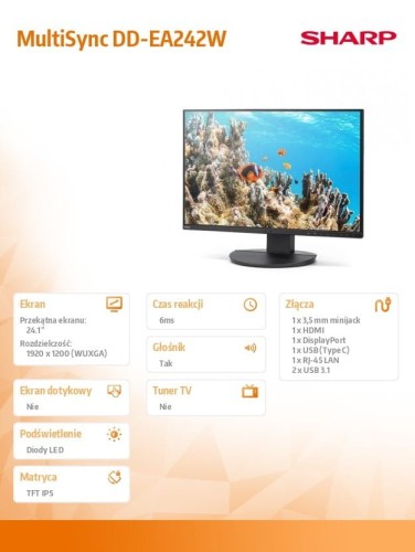 Sharp Monitor MultiSync DD-EA242W 24.1 cala  czarny