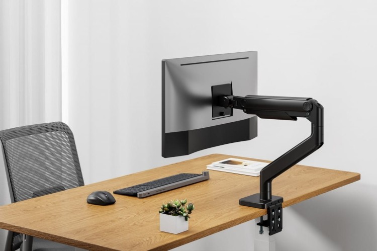 Digitus Ramię biurkowe pojedyncze z zaciskiem i sprężyną mechaniczną 1x LCD max. 49" 20kg, VESA: 75x75, 100x100, czarne