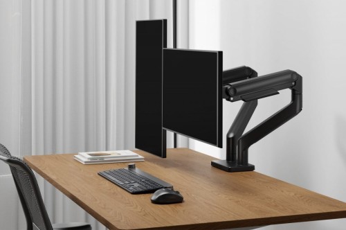 Digitus Uchwyt biurkowy podwójny z zaciskiem i sprężyną mechaniczną 2x LCD max. 45" 2x 20kg, VESA: 75x75, 100x100