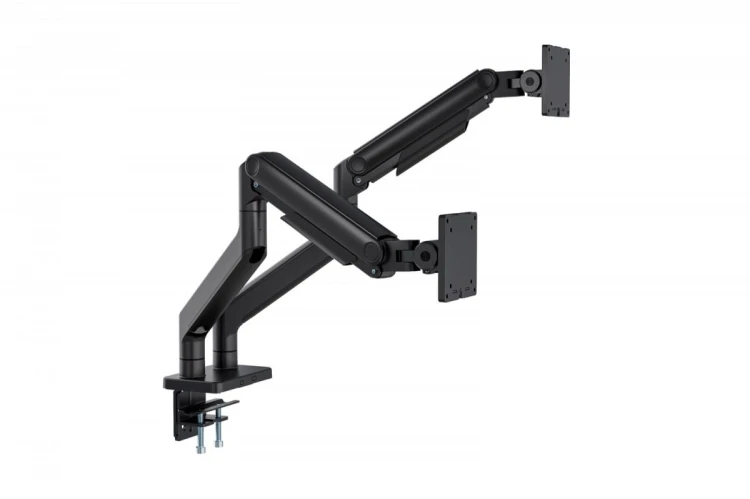 Digitus Uchwyt biurkowy podwójny z zaciskiem i sprężyną mechaniczną 2x LCD max. 45" 2x 20kg, VESA: 75x75, 100x100
