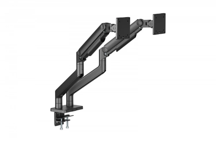 Digitus Uchwyt biurkowy podwójny z zaciskiem i sprężyną mechaniczną 2x LCD max. 45" 2x 20kg, VESA: 75x75, 100x100