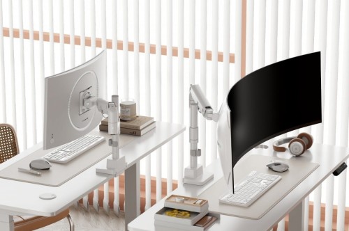 Digitus Ramię biurkowe pojedyncze z zaciskiem i sprężyną gazową 1x LCD max. 57" 27kg, VESA: 75x75, 100x100, białe
