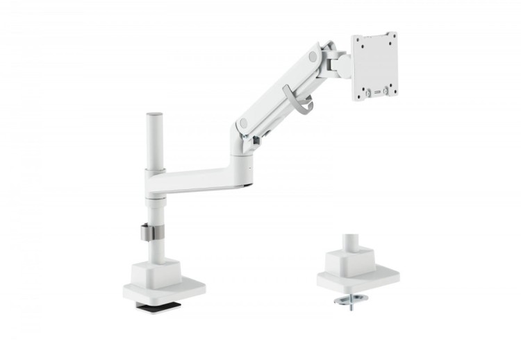 Digitus Ramię biurkowe pojedyncze z zaciskiem i sprężyną gazową 1x LCD max. 57" 27kg, VESA: 75x75, 100x100, białe