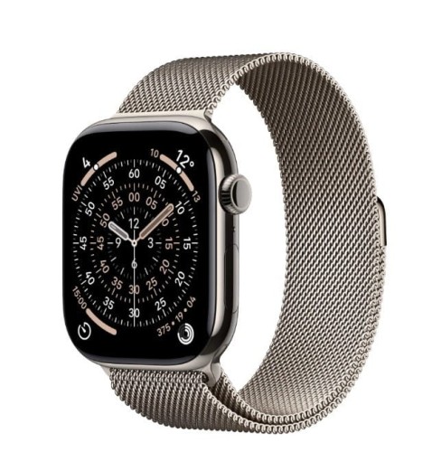 Apple Watch Series 11 GPS + Cellular koperta 46 mm z tytanu w kolorze naturalnym, bransoleta mediolańska w kolorze naturalnym - rozmiar S/M