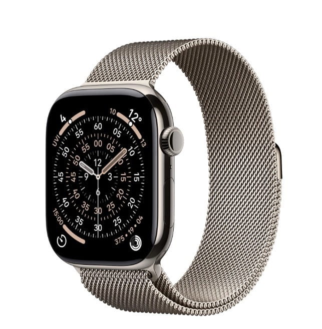 Apple Watch Series 11 GPS + Cellular koperta 46 mm z tytanu w kolorze naturalnym, bransoleta mediolańska w kolorze naturalnym - rozmiar S/M