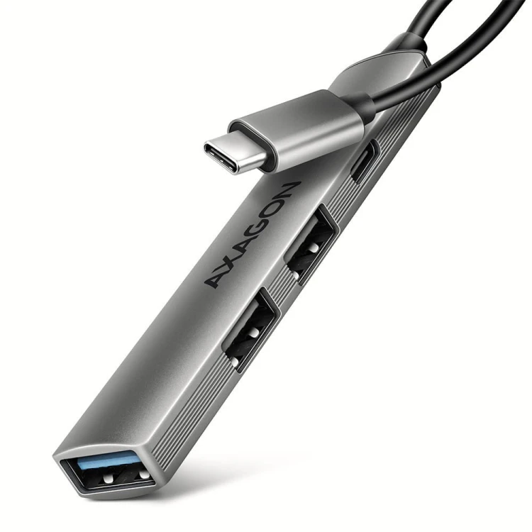 AXAGON HUE-STC HUB 4-portowy  1x USB-A 5Gbps, 2x USB2.0 + 1x USB-C 2.0, 12cm kabel USB-C