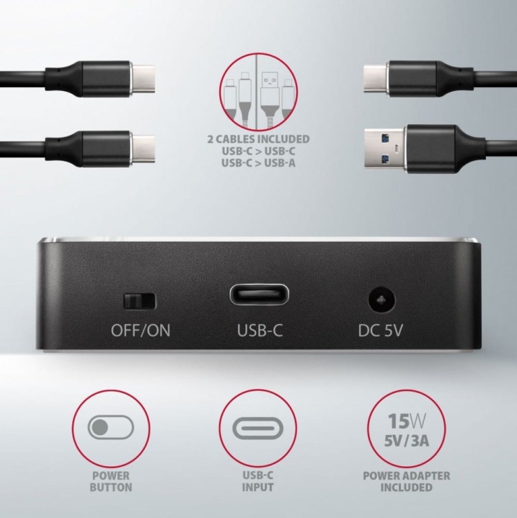 AXAGON ADSA-M2C Stacja dokująca, USB-C 3.2 Gen 2 - 2x M.2 NVMe SSD CLONE MASTER