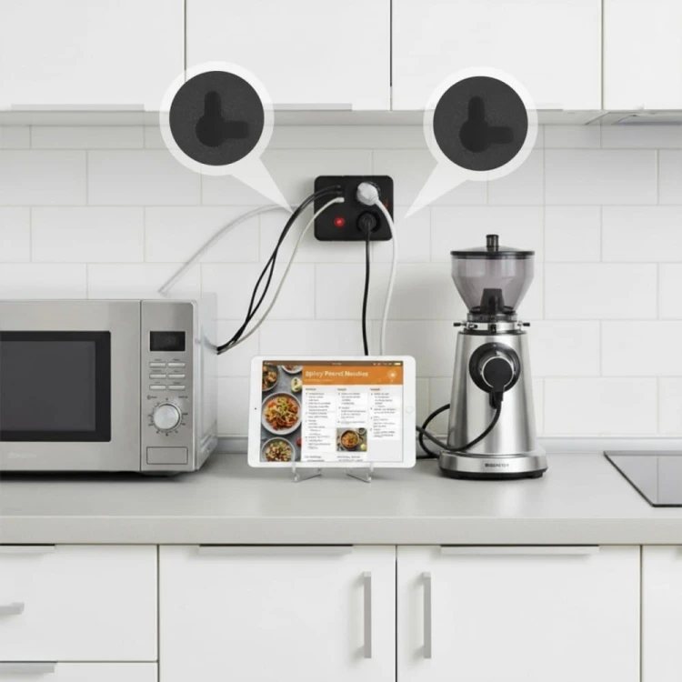 Maclean Listwa zasilająca MCE387 B 2 gniazda 3xUSB, 110-240V AC 50/60Hz 2,1A max 2500W, 1,5m czarna