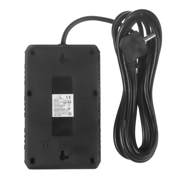 Maclean Listwa zasilająca MCE393 B 4 gniazda 3xUSB 110-240V AV 50/60Hz 1A max 2500W 3m czarna