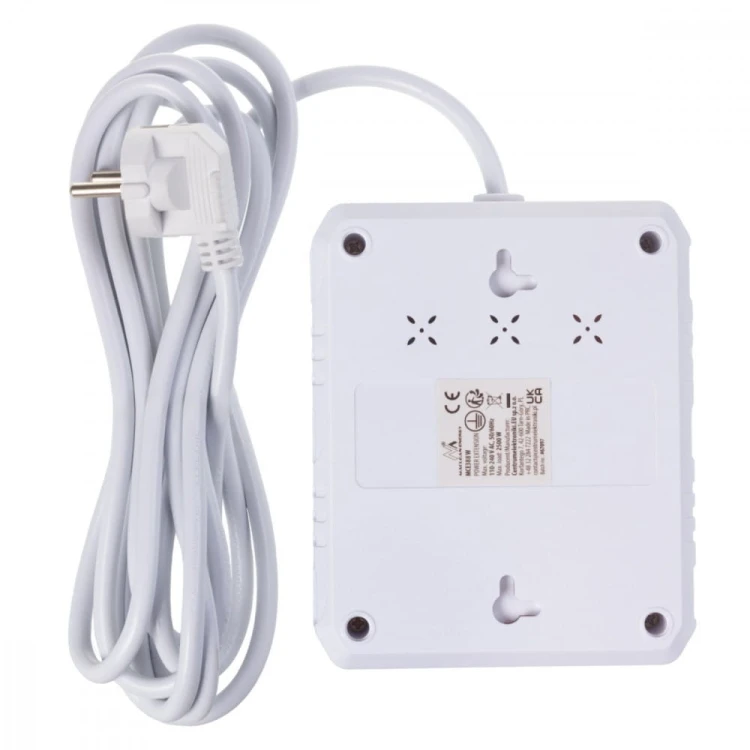 Maclean Listwa zasilająca, MCE388 W 2 gniazda, 3xUSB, 110-240V AC 50/60Hz, 2.1A max 2500W, 3m biała