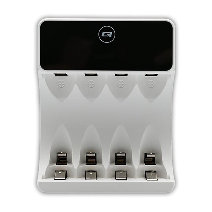 Qoltec Ładowarka do akumulatorków Ni-MH typu R03 AAA R6 AA | LCD | kabelUSB-C | Biała