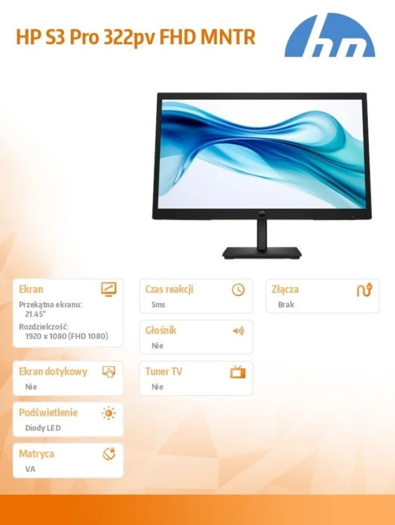 HP Inc. Monitor S3 Pro 322pv 21.45 FHD  9U5A2AA#ABB