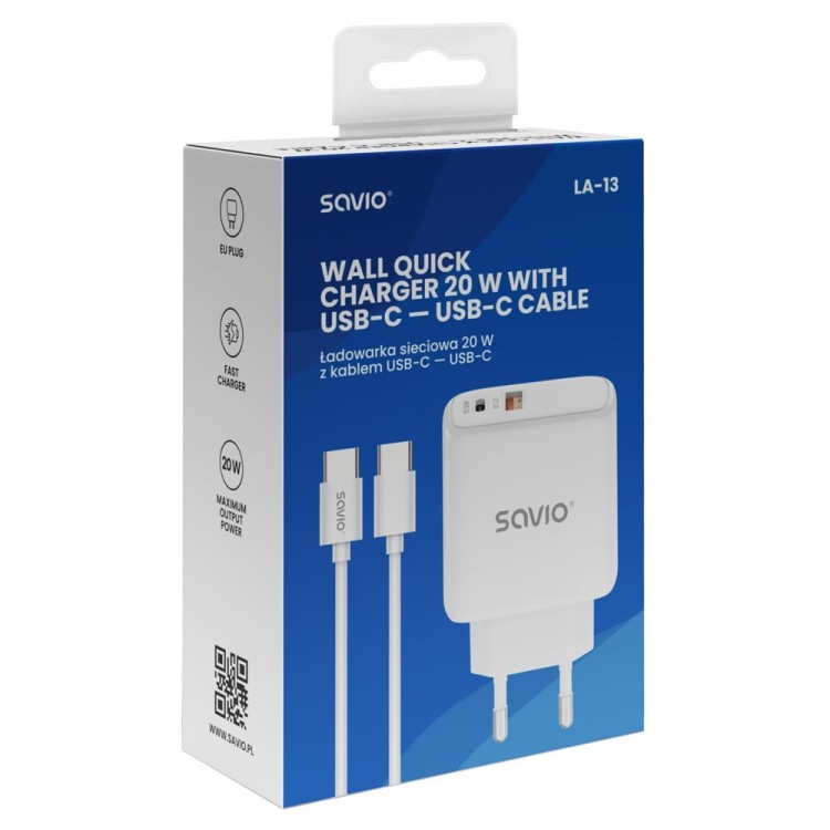 Savio Ładowarka sieciowa z kablem 20W LA-13