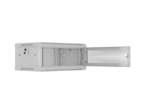 Lanberg Szafa instalacyjna rack wisząca 19 cali 4U 600x450 drzwi perforowane (flat pack) szara