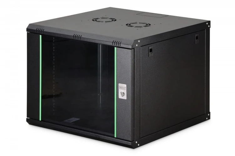 Digitus Szafa sieciowa wisząca Dynamic 19" 9U rack 474x600x600mm, drzwi szyba, czarna, niezłożona, 60kg