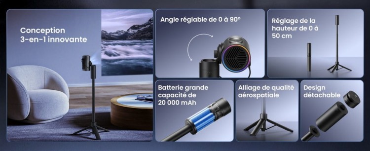 JMGO Projektor picoPlay, zestaw: stojak+powerbank
