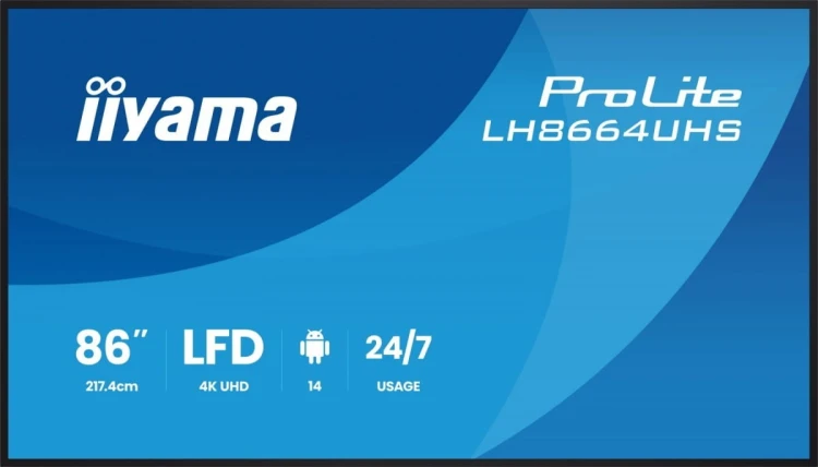IIYAMA Monitor 86 cali LH8664UHS-B3AG 24/7,IPS,ANDROID 14,4K,2xHDMI,RJ45,    2xUSB,WiF,iUSB-C(DP-Alt),2x16W, iiSignage? (CMS), iiControl (DMS),iiShare
