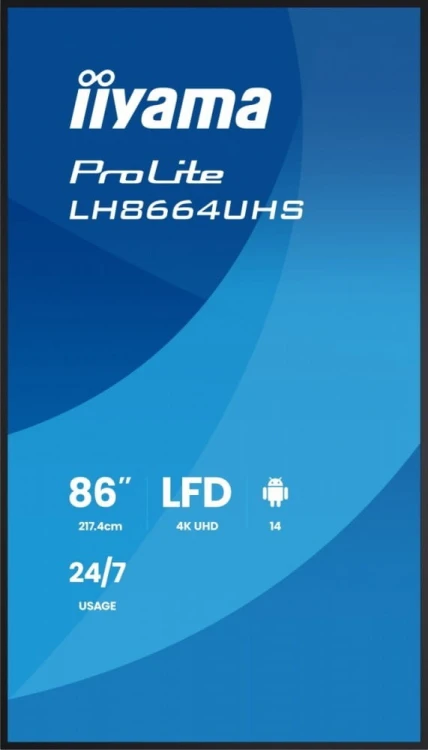 IIYAMA Monitor 86 cali LH8664UHS-B3AG 24/7,IPS,ANDROID 14,4K,2xHDMI,RJ45,    2xUSB,WiF,iUSB-C(DP-Alt),2x16W, iiSignage? (CMS), iiControl (DMS),iiShare