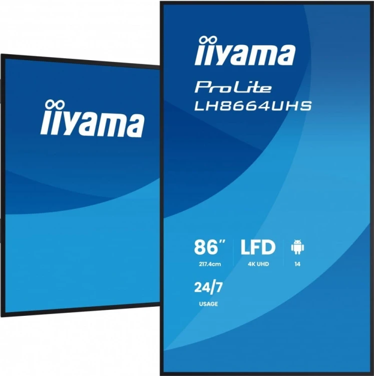 IIYAMA Monitor 86 cali LH8664UHS-B3AG 24/7,IPS,ANDROID 14,4K,2xHDMI,RJ45,    2xUSB,WiF,iUSB-C(DP-Alt),2x16W, iiSignage? (CMS), iiControl (DMS),iiShare