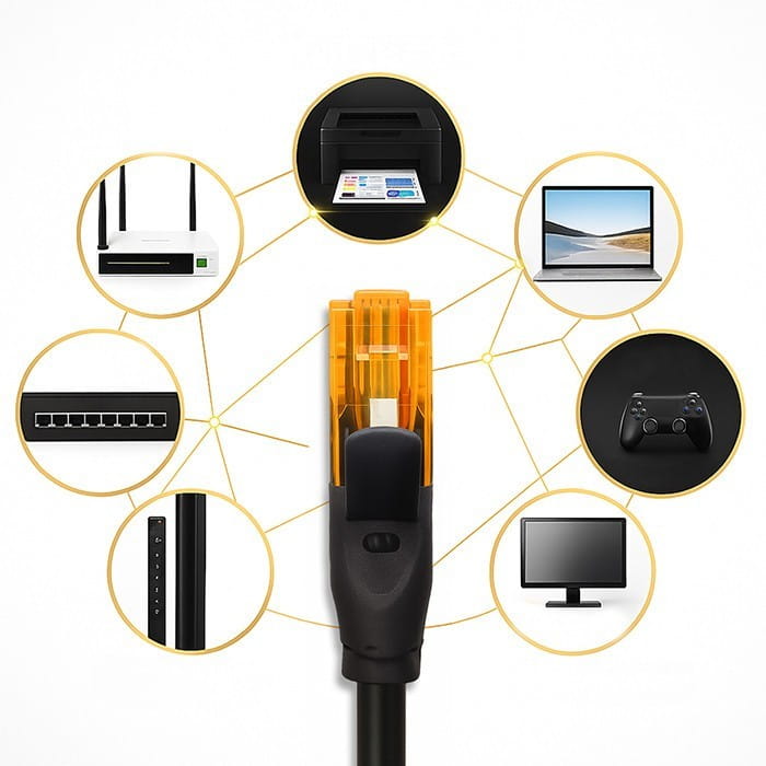Qoltec Kabel patchcord UTP | kat.6 | 2 x RJ-45 | High speed 1Gb/s | Pozłacane styki | 10m | Czarny