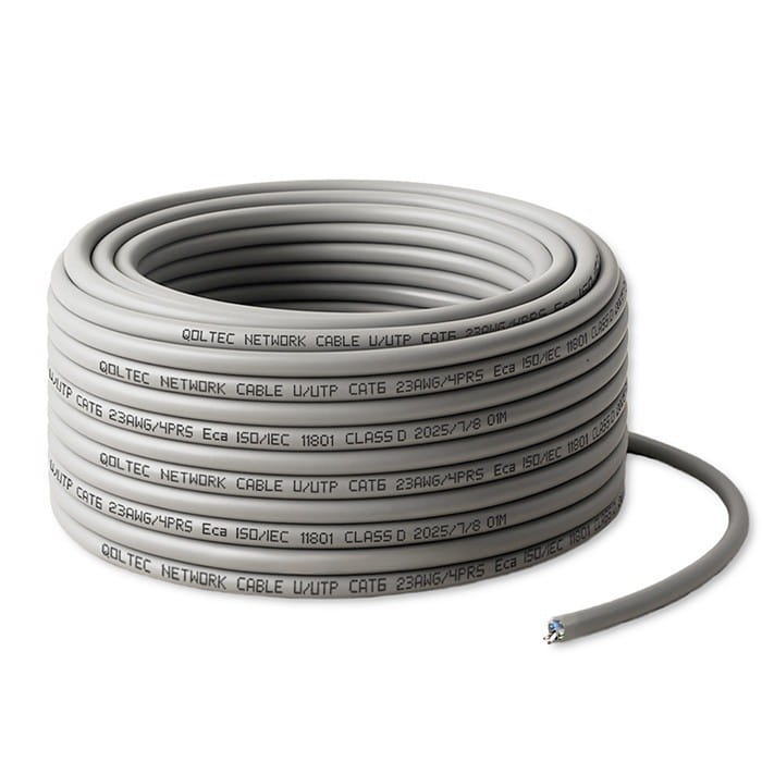 Qoltec Kabel Patchcord sieciowy skrętka UTP | Miedziany Cu | CAT6 | Highspeed 1Gb/s | LAN | 25m | Szary