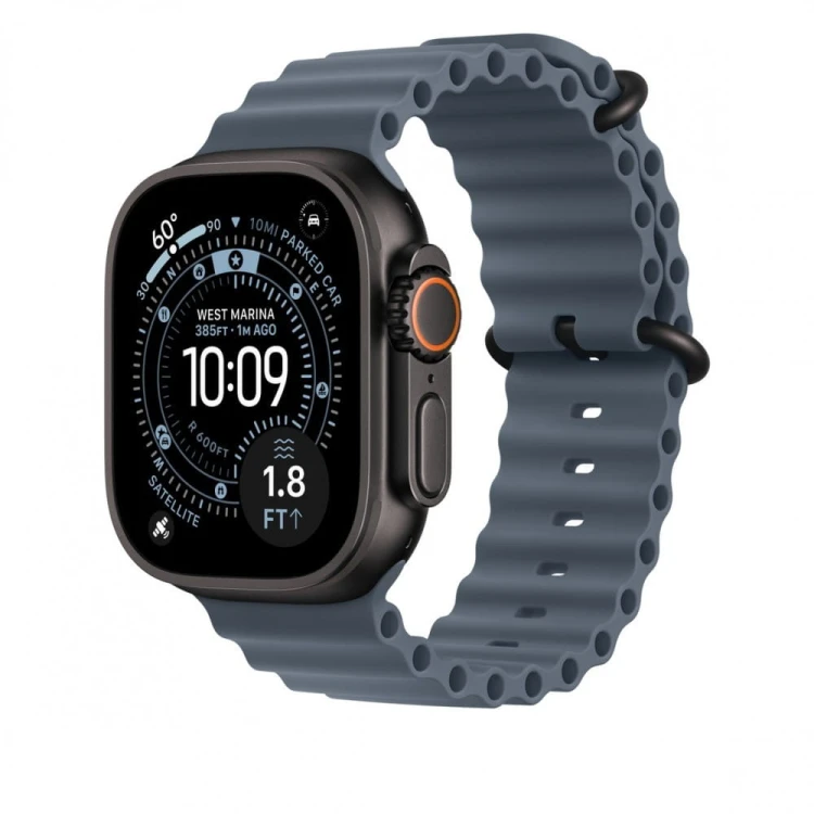 Apple Przedłużka do paska Ocean w kolorze marynarskiego granatu do koperty 49 mm - elementy z tytanu w kolorze czarnym