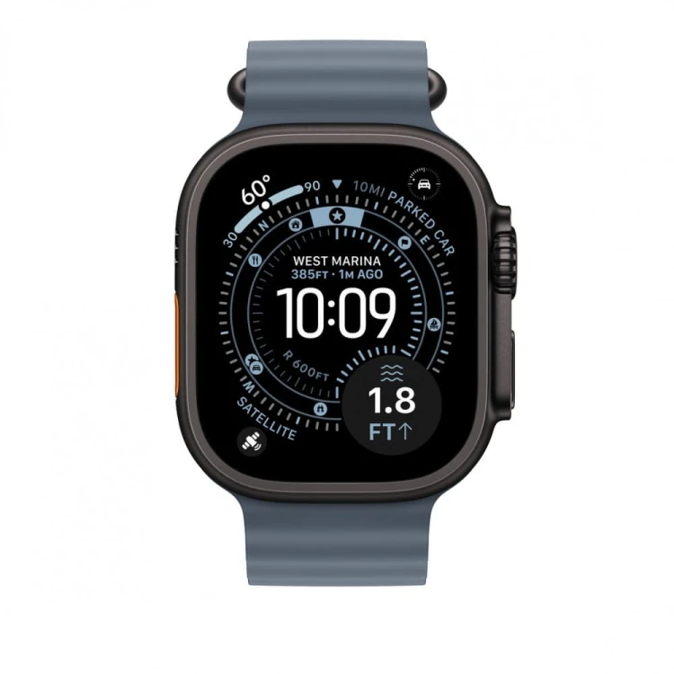 Apple Przedłużka do paska Ocean w kolorze marynarskiego granatu do koperty 49 mm - elementy z tytanu w kolorze czarnym